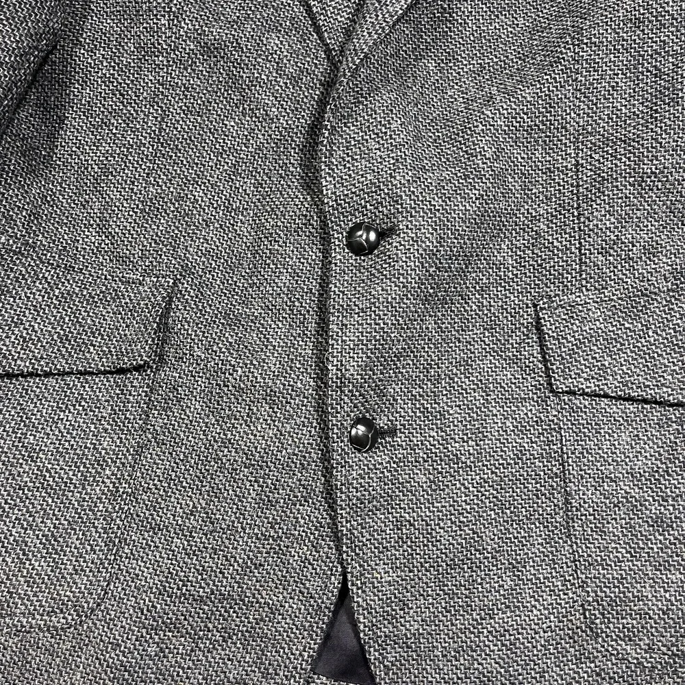 Vintage Pendleton Blazer Mens 42 Long Gray Button Micro Herringbone Wool Suede